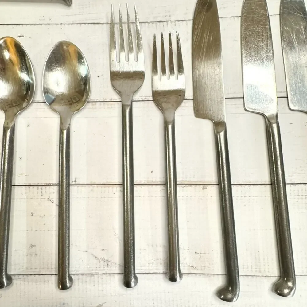 13 pc Set Flatware Modern Minimal Forged Stainless Steel 18/10 China Artisan